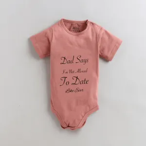 Polka Tots Half Sleeve Dad Says Print Romper Onesie - Pink