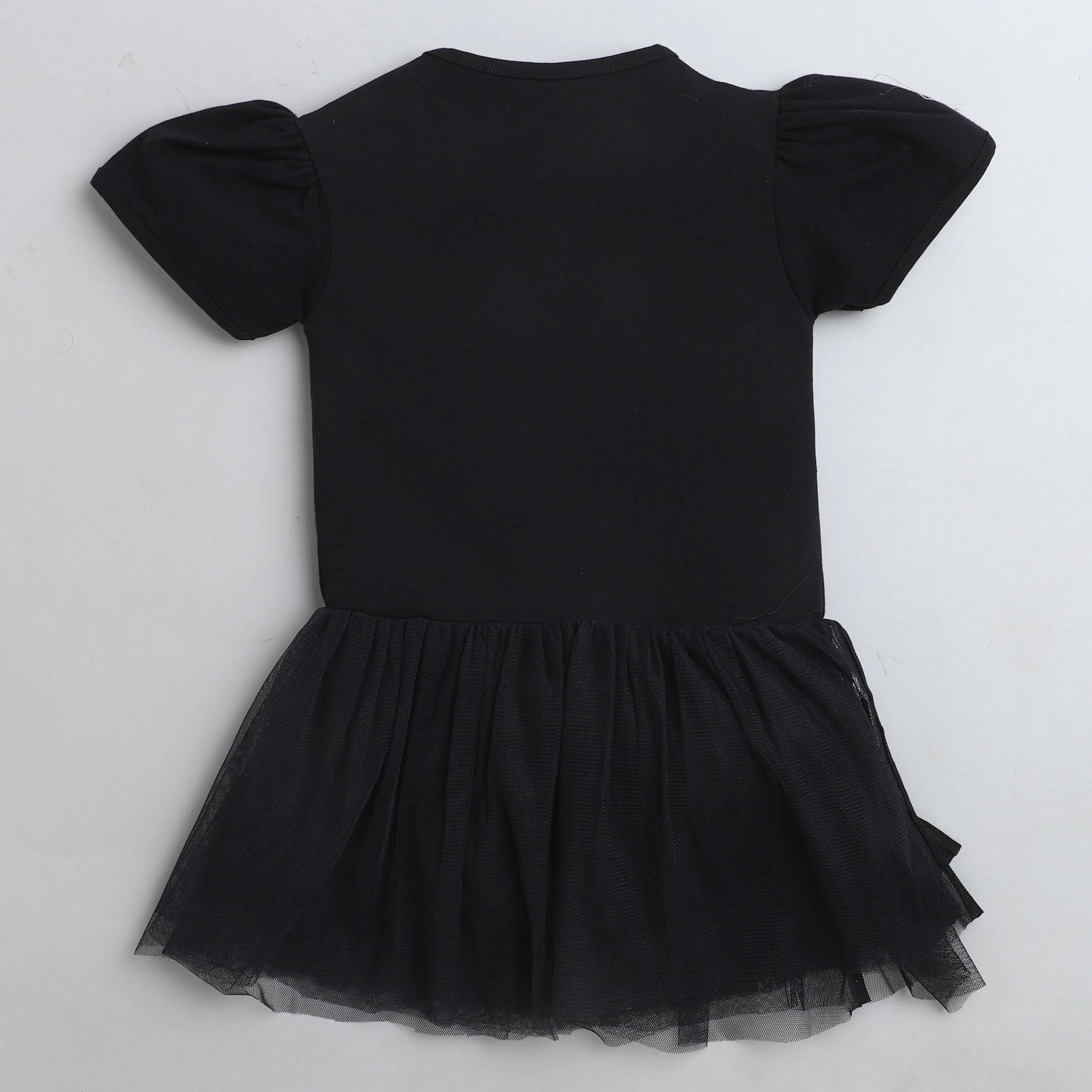 Polka Tots Half Sleeve Romper Onesie Sequence Unicorn Head - Black