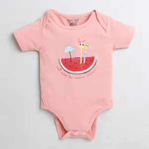 Polka Tots Half Sleeve Romper Onesie Watermelon Candy - Pink
