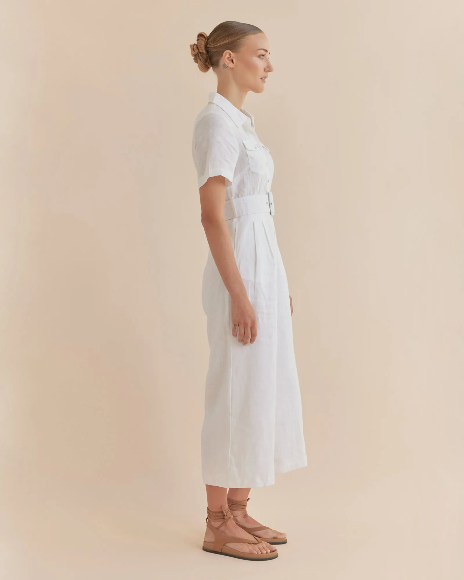 Portsea Linen Jumpsuit - White