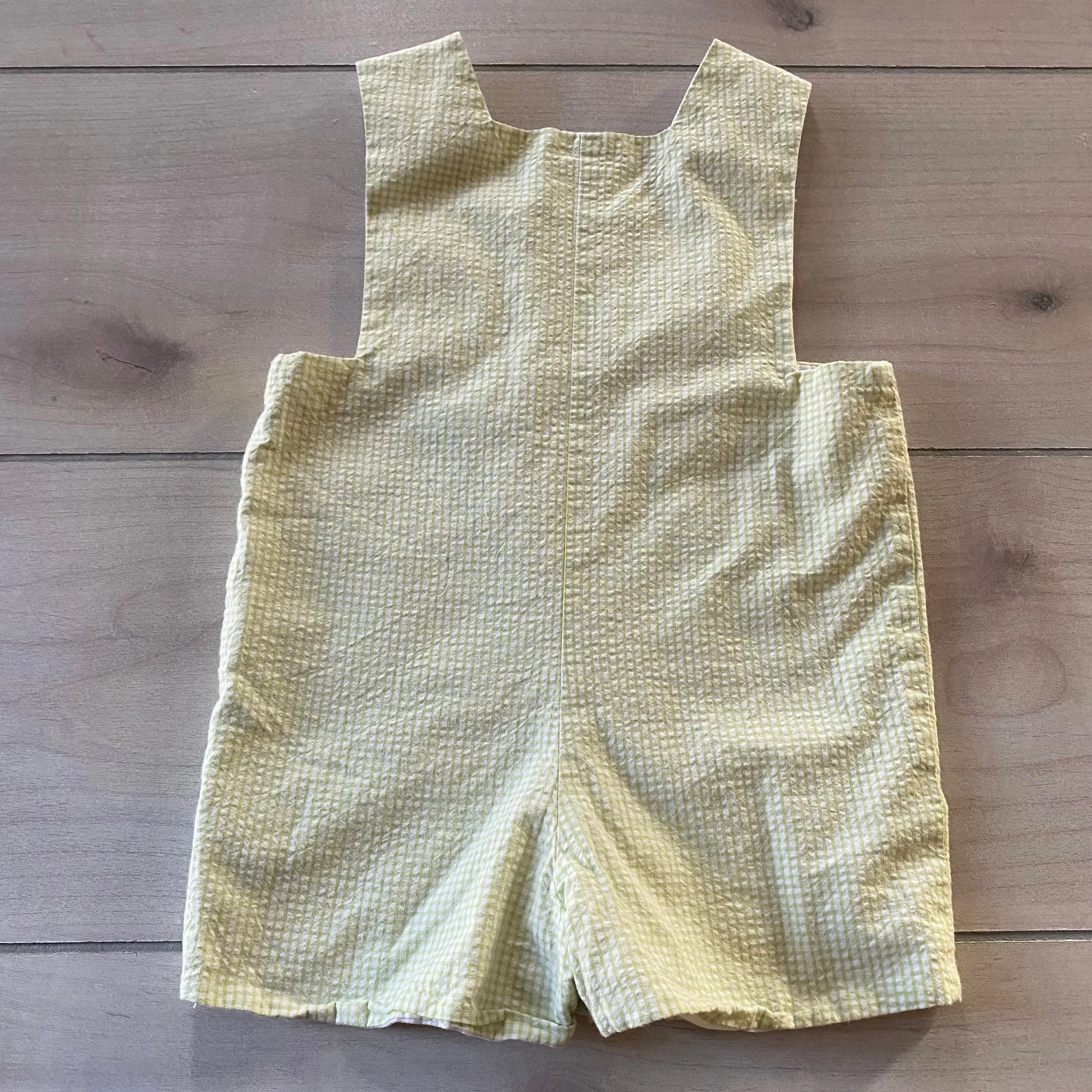Precious Once Green Seersucker Short John Romper