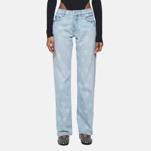 Purple Brand Women's Light Indigo Slim Straight Outline Mono Jeans