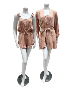 R01-022DS   RB01-022DS Dusty Sunrise Ruffle Romper & Robe Set