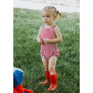 Red Candy Stripe Baby Romper