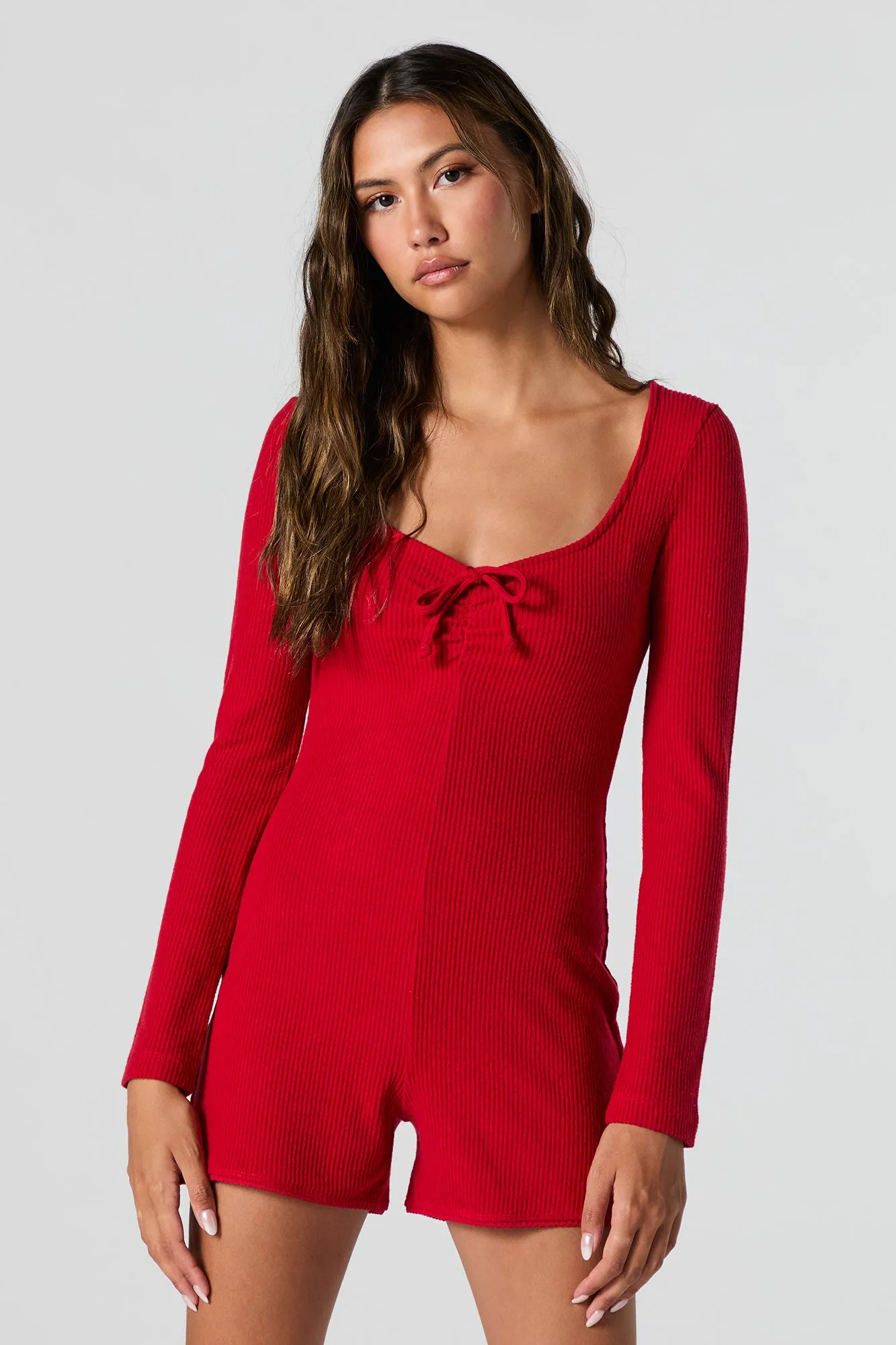 Ribbed Sweetheart Pajama Romper