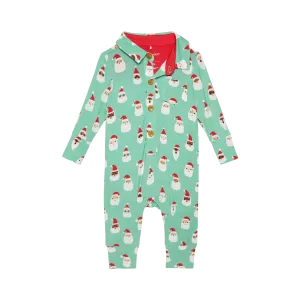 Santa Medley Long Sleeve Collared Henley Long Romper - Select Size