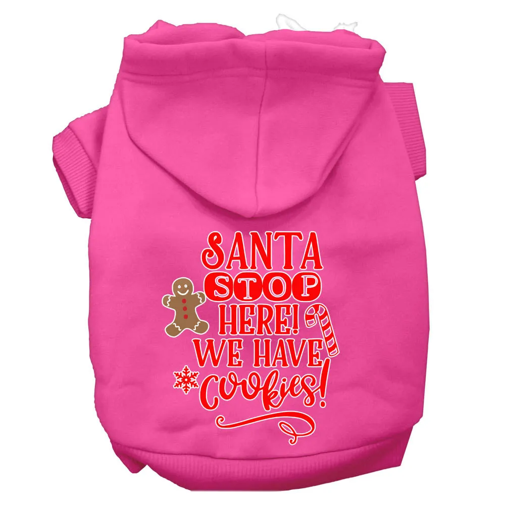 Santa, We Have Cookies Screen Print Dog Hoodie Bright Pink Xs