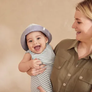 Sea Stripe Ribbed Romper & Sun Hat Outfit