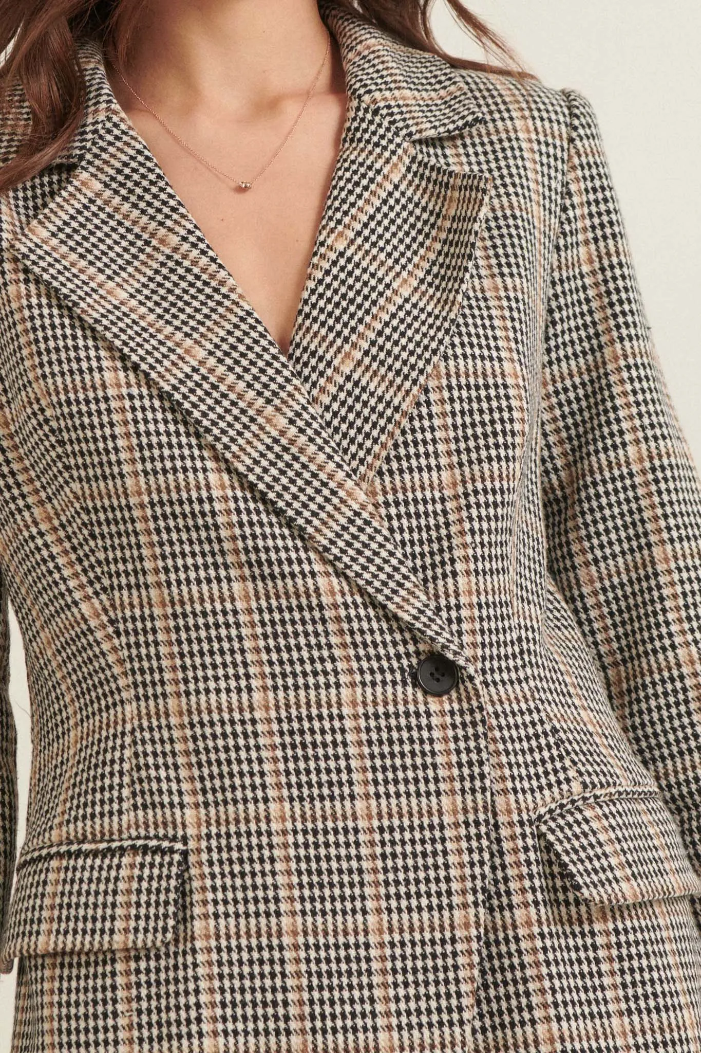 Self Made Plaid Double-Breasted Blazer Romper