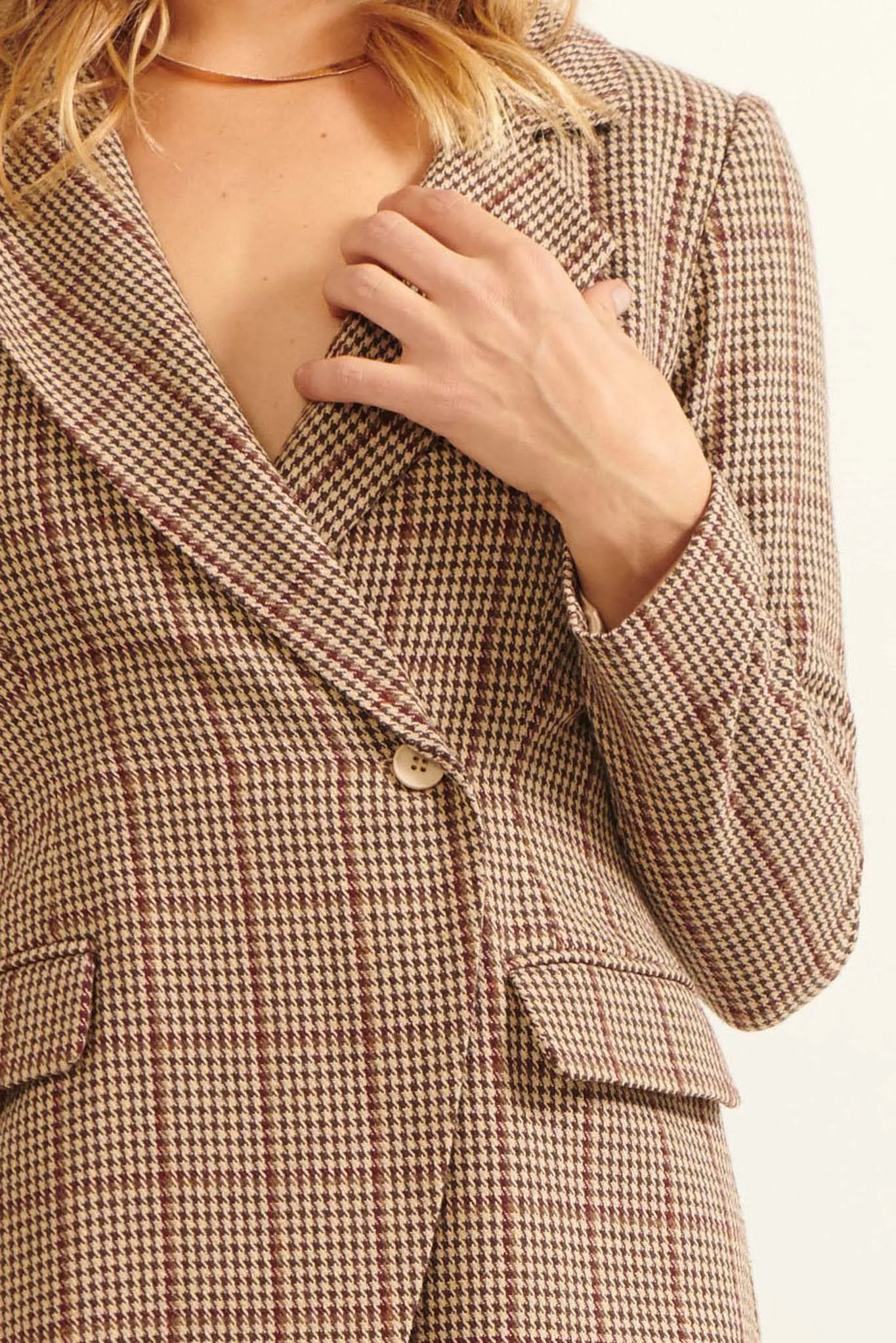 Self Made Plaid Double-Breasted Blazer Romper