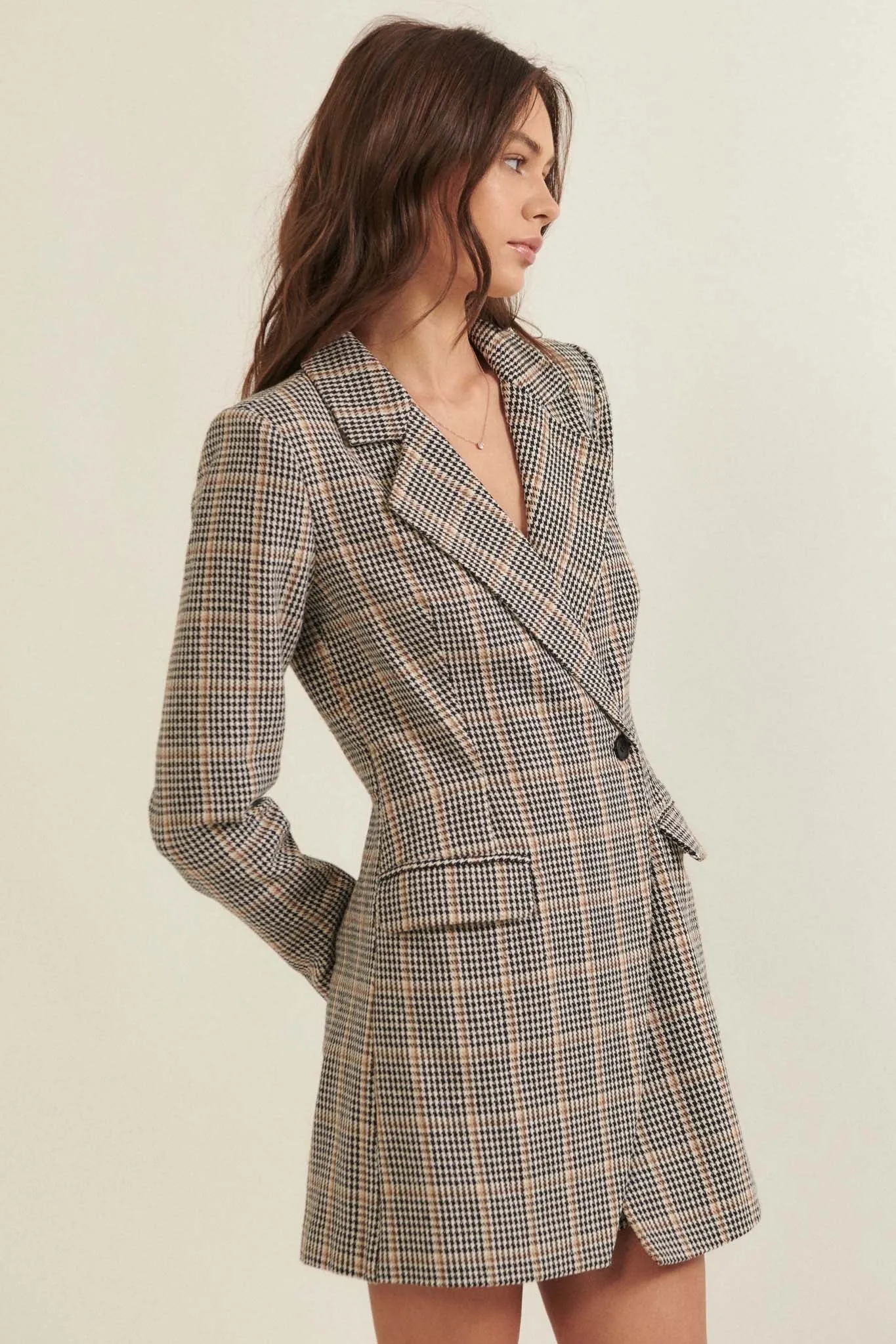 Self Made Plaid Double-Breasted Blazer Romper