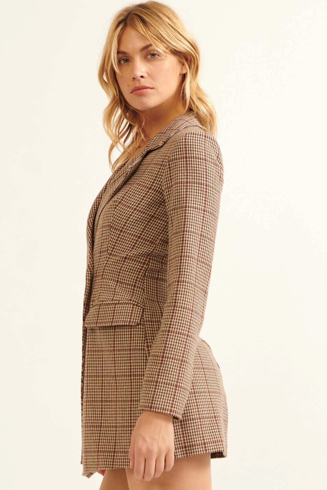 Self Made Plaid Double-Breasted Blazer Romper
