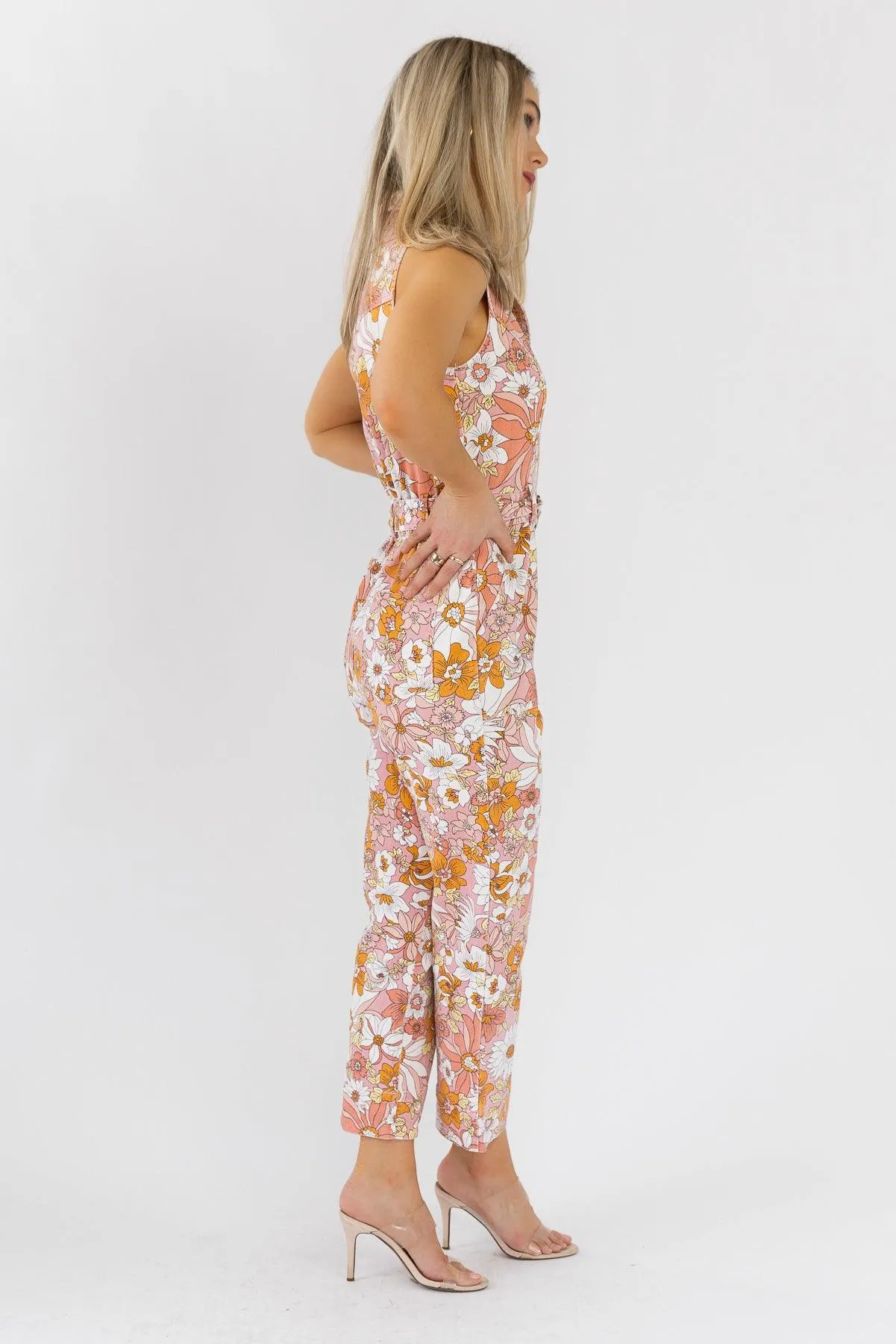 Simona Apricot Floral Jumpsuit