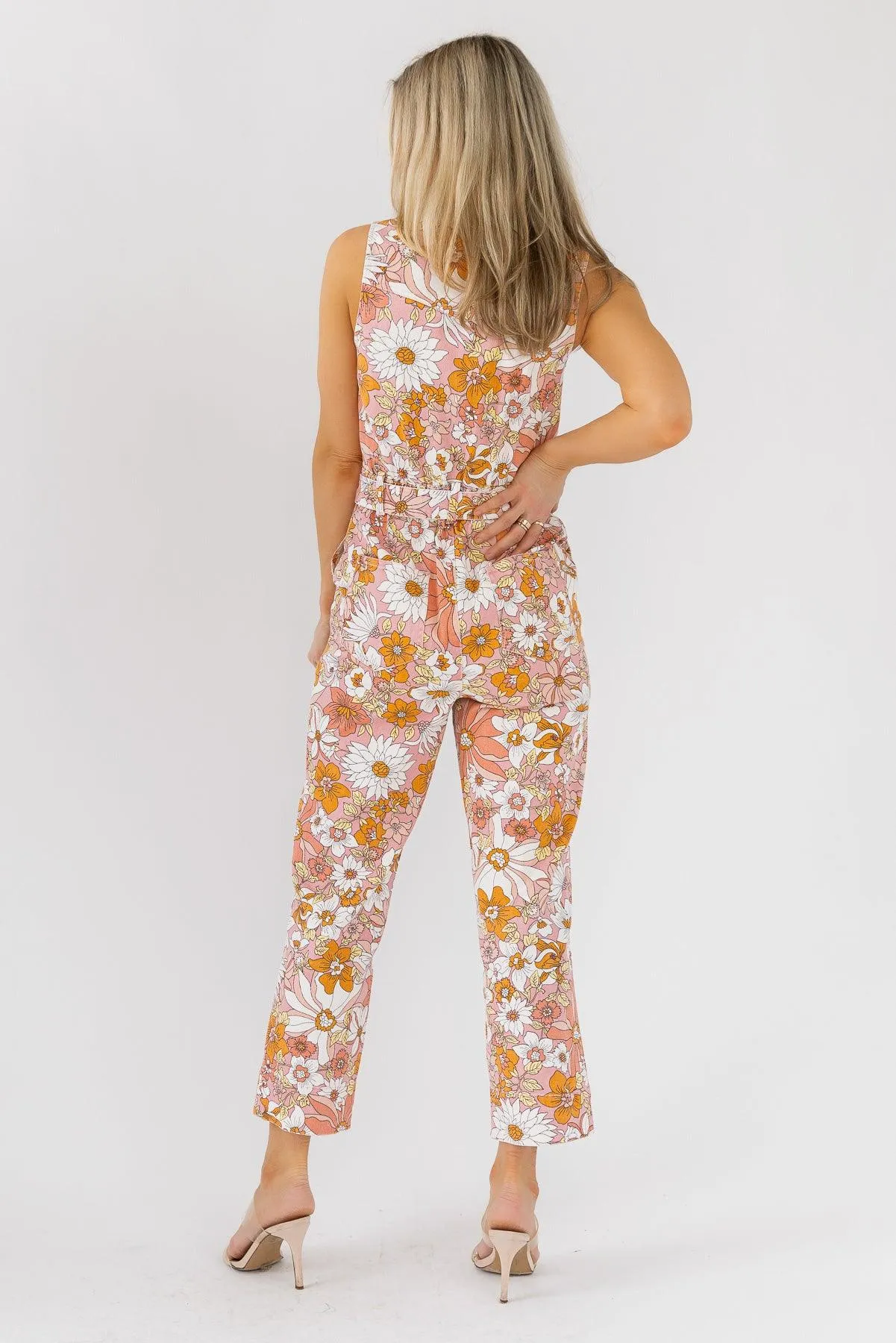 Simona Apricot Floral Jumpsuit