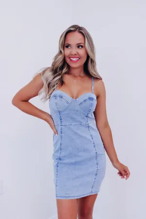 Southern Sweet Denim Mini Dress - Blue