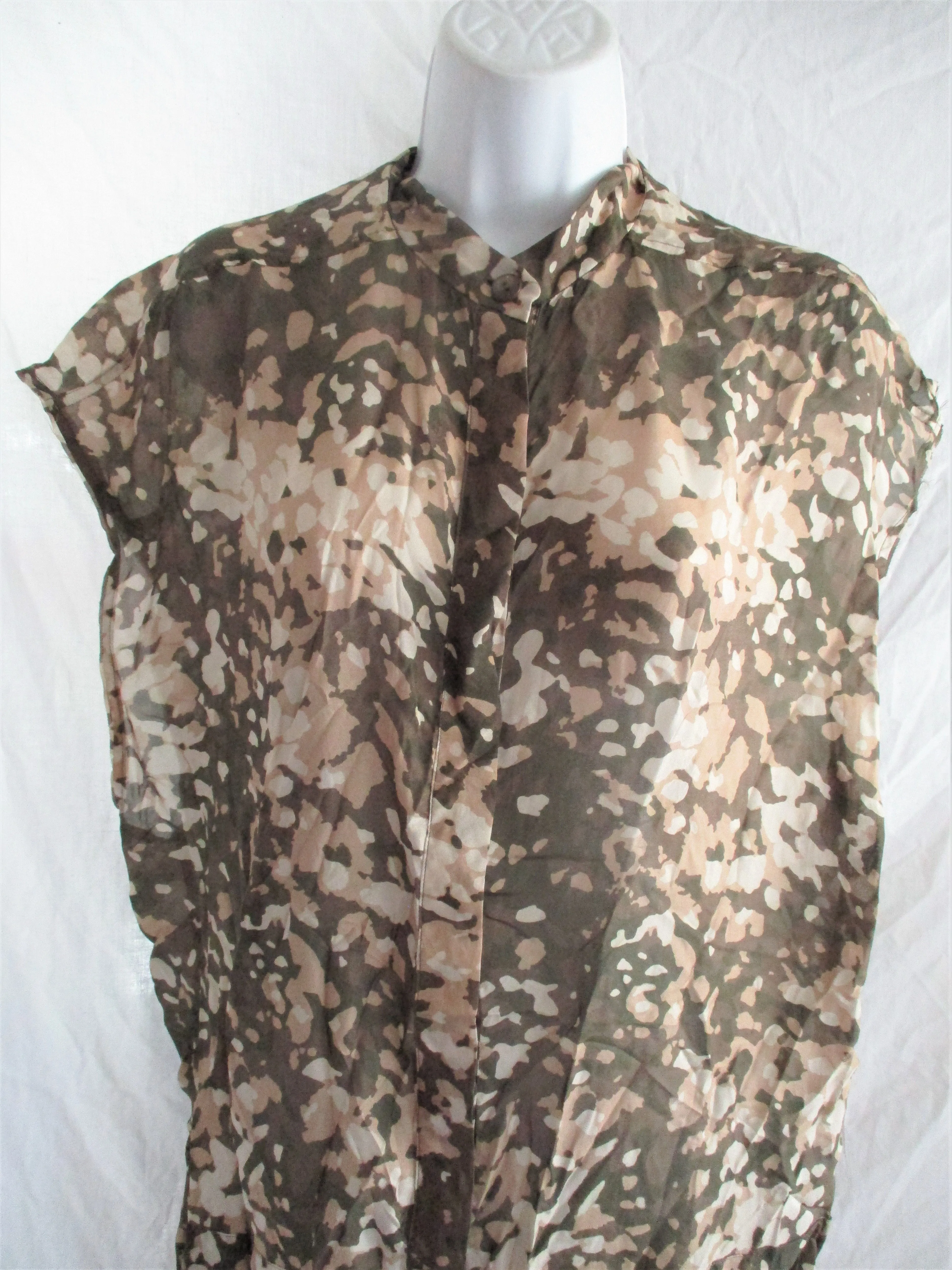 STELLA McCARTNEY Belted SILK PANTSUIT Bodysuit 42 Boho Camo Button