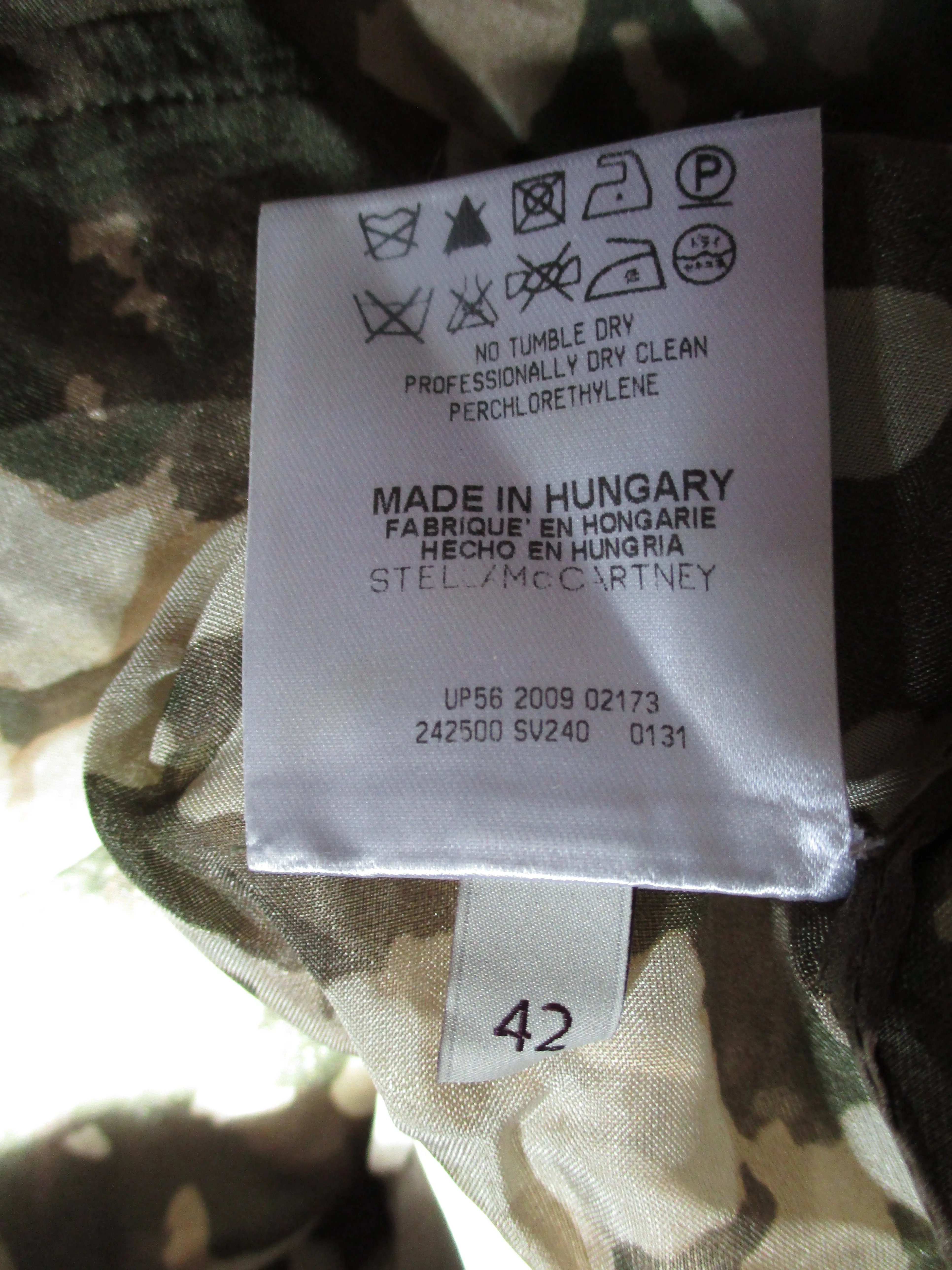 STELLA McCARTNEY Belted SILK PANTSUIT Bodysuit 42 Boho Camo Button