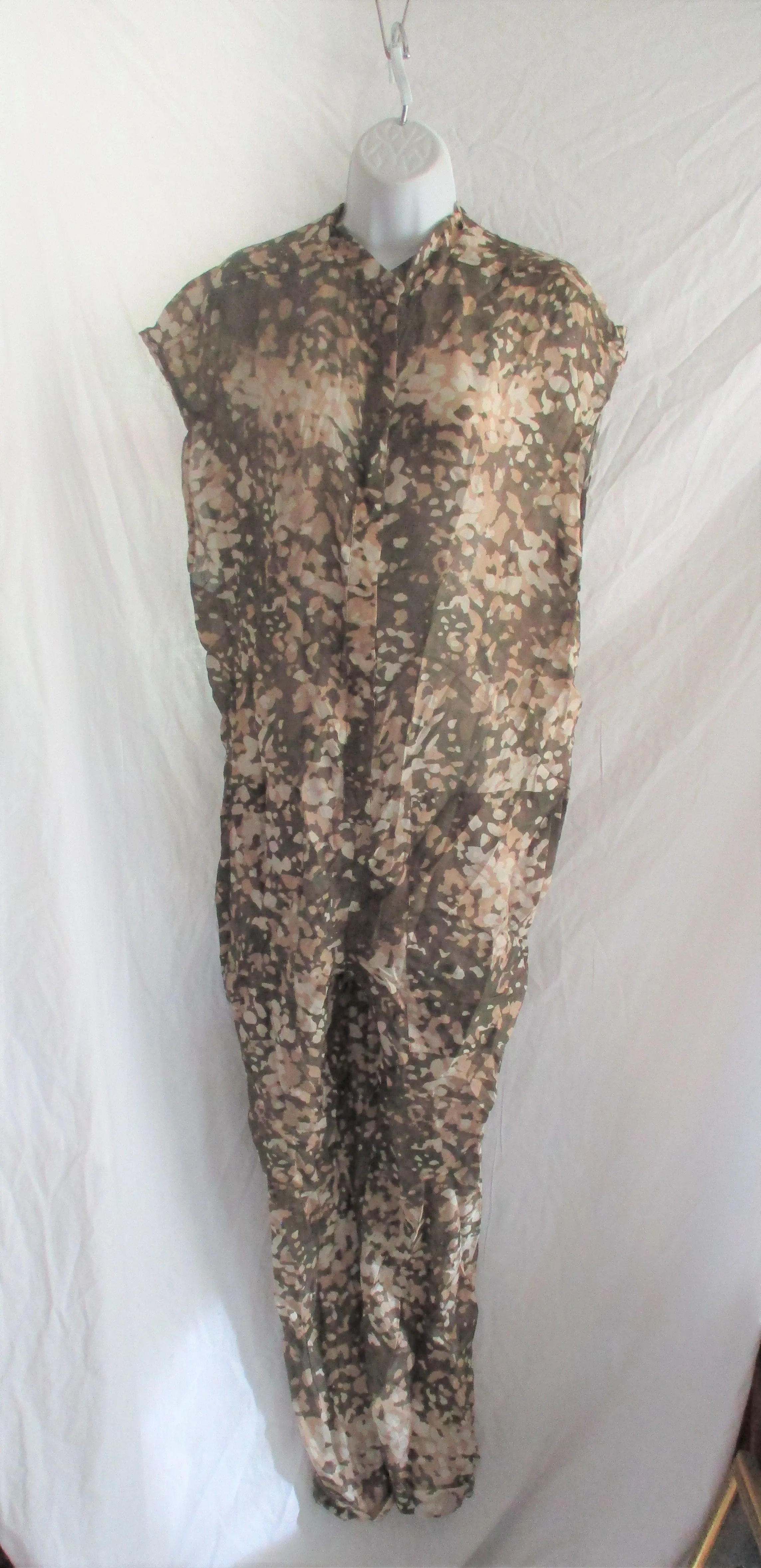 STELLA McCARTNEY Belted SILK PANTSUIT Bodysuit 42 Boho Camo Button
