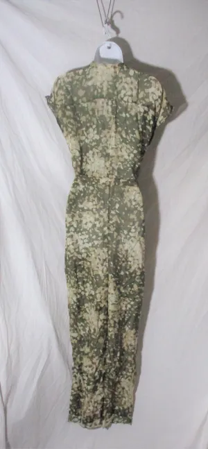 STELLA McCARTNEY Belted SILK PANTSUIT Bodysuit 42 Boho Camo Button