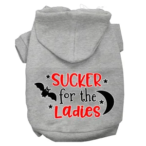 Sucker For The Ladies Screen Print Dog Hoodie Grey Xs