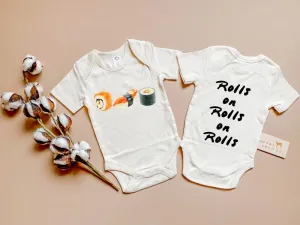 SUSHI ROLLS ON ROLLS ON ROLLS ORGANIC BABY ONESIE®