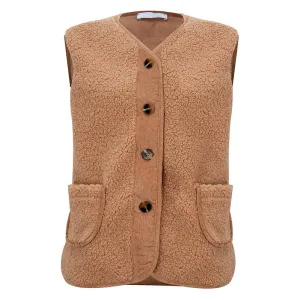 Teddy Warm Borg Gilet in Beige