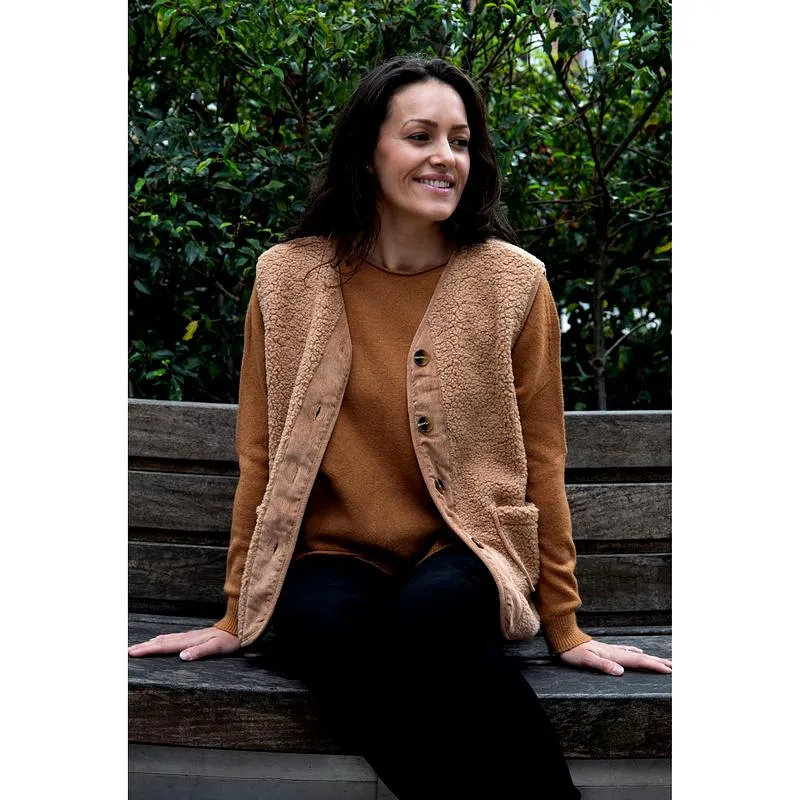 Teddy Warm Borg Gilet in Beige