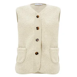 Teddy Warm Borg Gilet in Cream