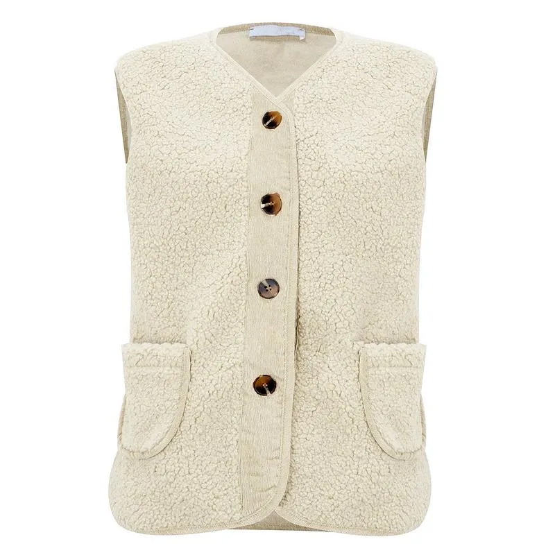Teddy Warm Borg Gilet in Cream