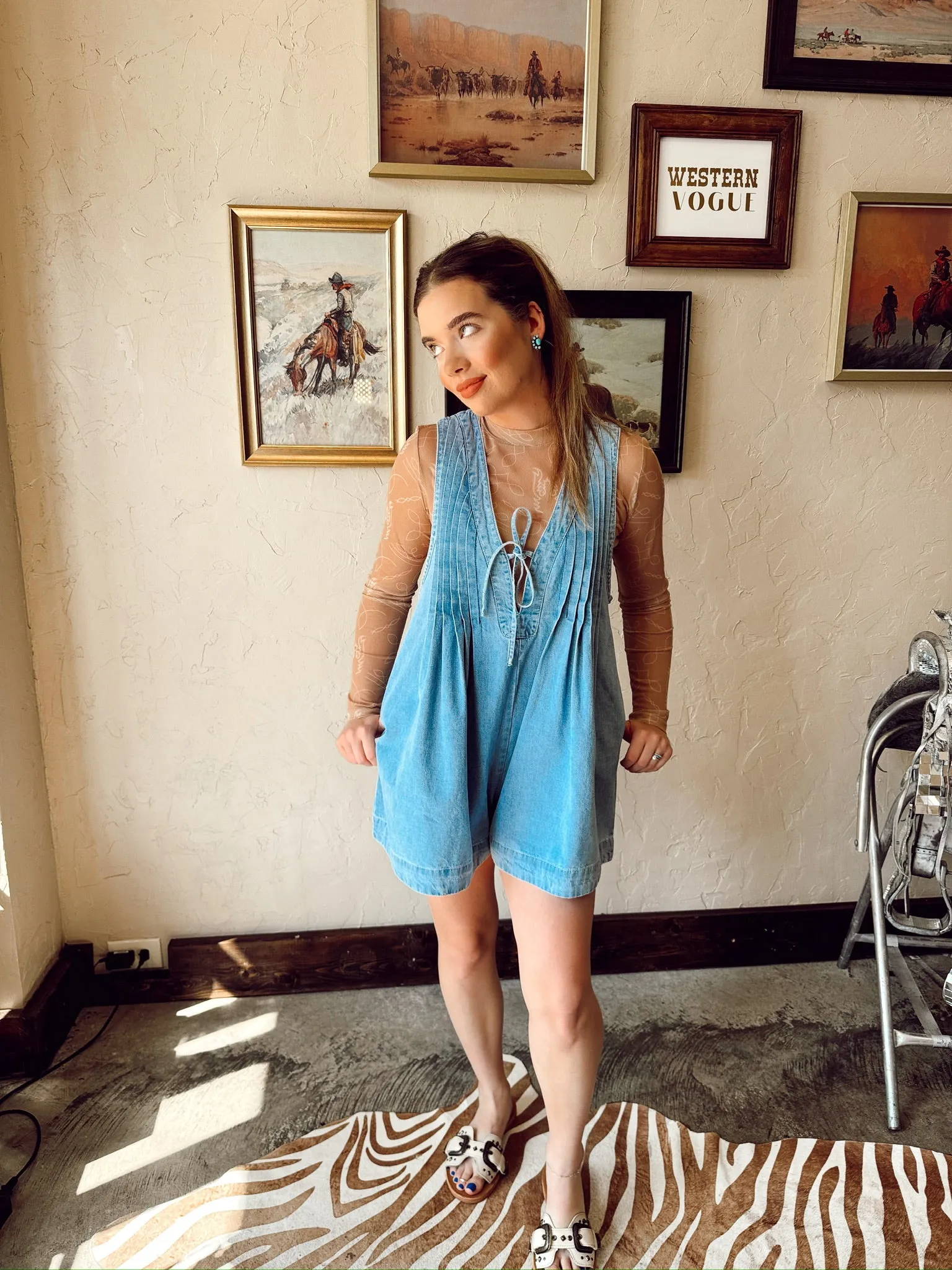 The Driggers Denim Romper in Light Wash