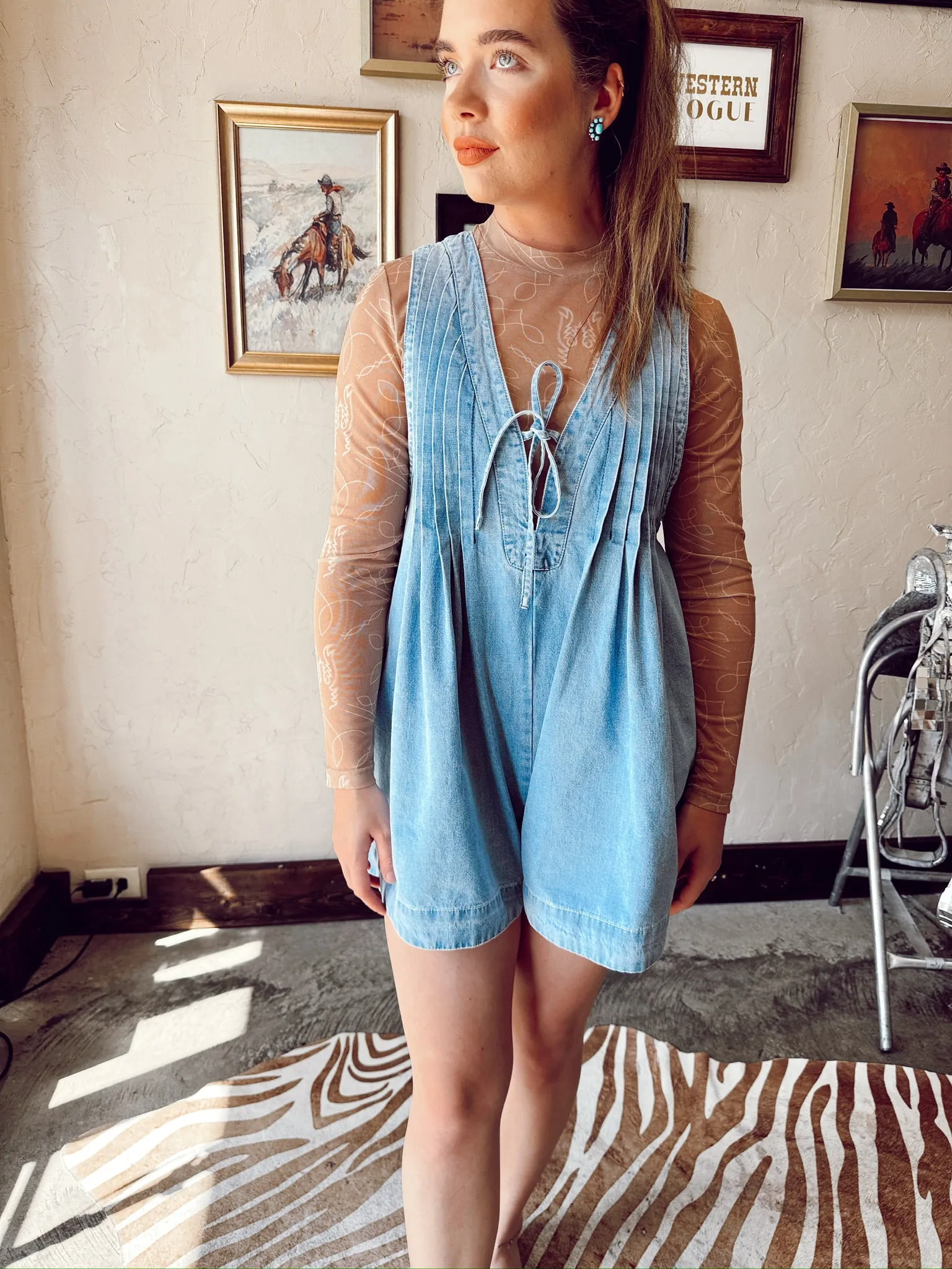 The Driggers Denim Romper in Light Wash