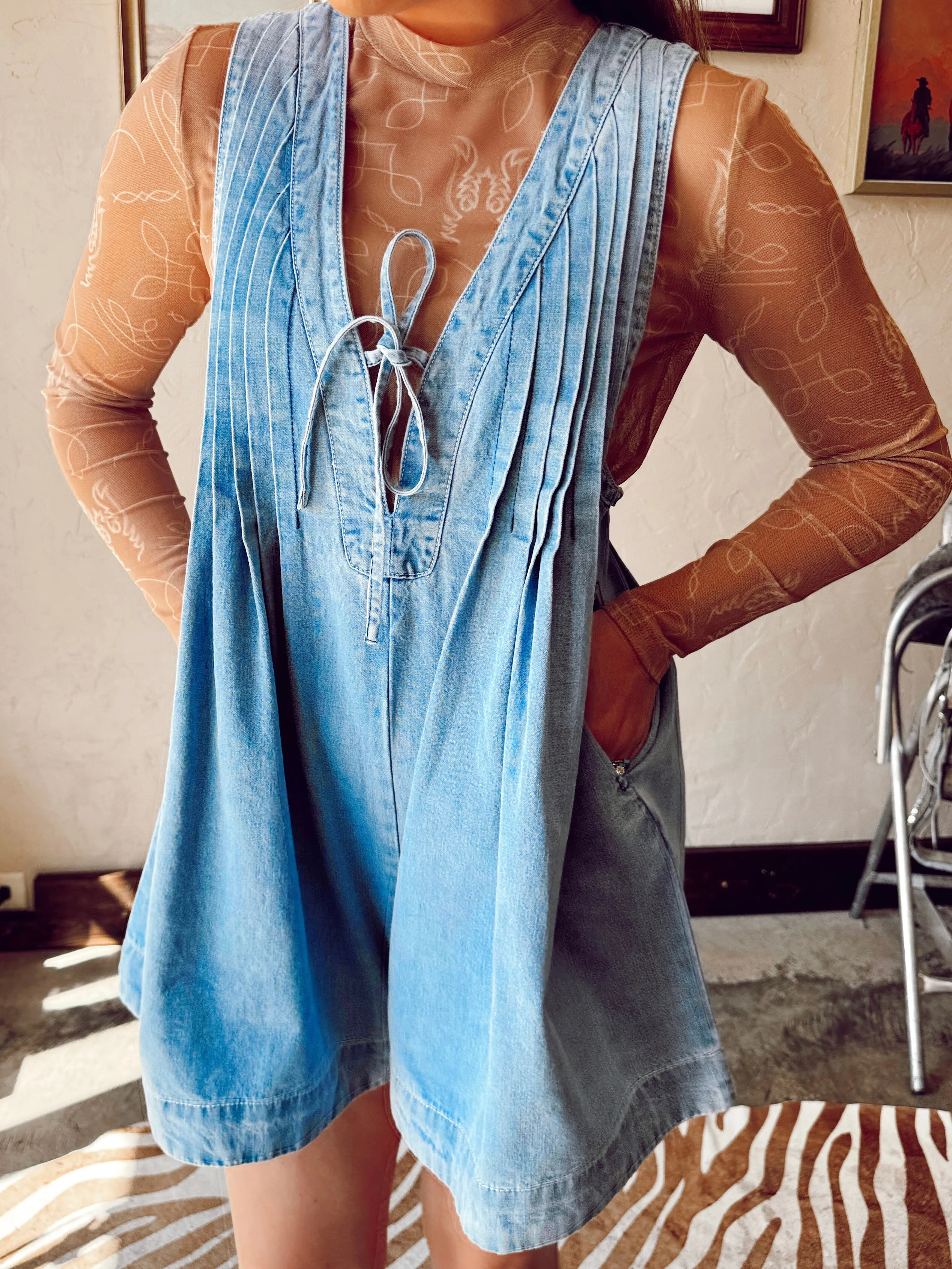 The Driggers Denim Romper in Light Wash