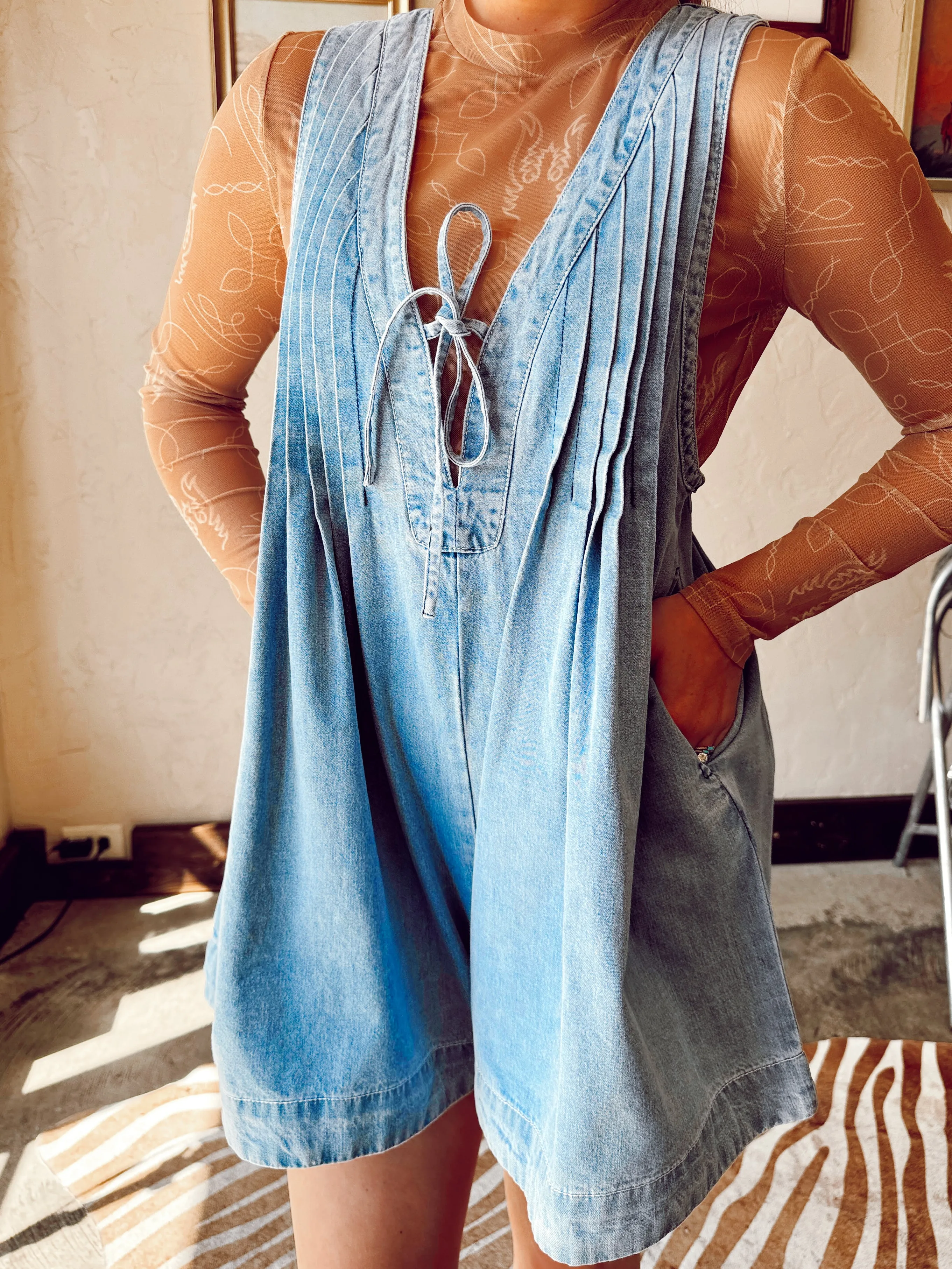 The Driggers Denim Romper in Light Wash