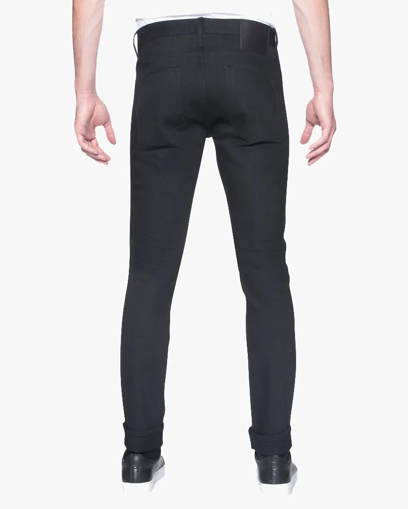 Unbranded UB444 Tight Fit Mens Jeans - 11oz Solid Black Stretch Selvedge