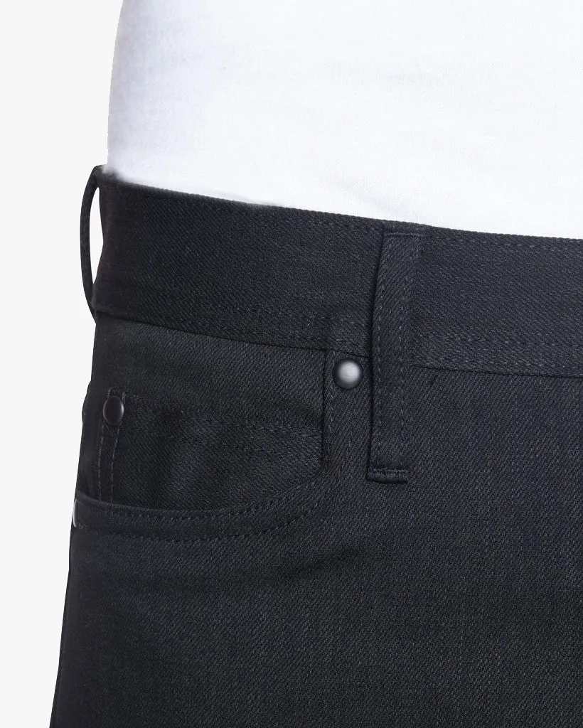 Unbranded UB444 Tight Fit Mens Jeans - 11oz Solid Black Stretch Selvedge