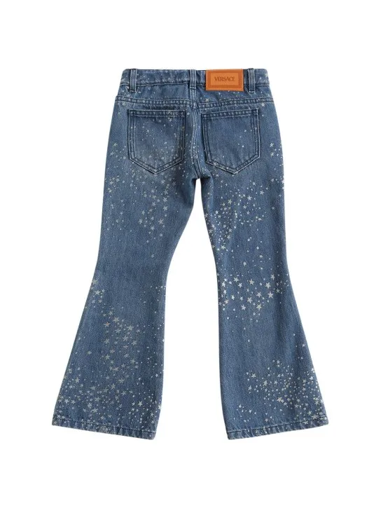 Versace   Glittered cotton denim jeans 