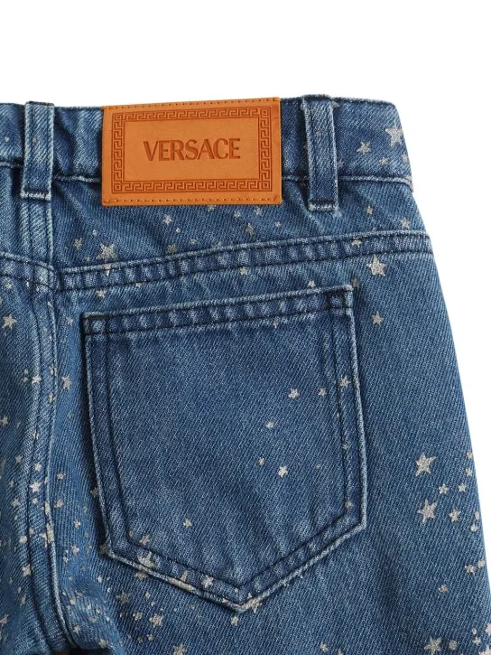 Versace   Glittered cotton denim jeans 