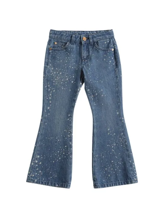 Versace   Glittered cotton denim jeans 