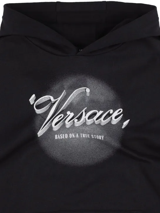 Versace   Printed logo cotton hoodie 