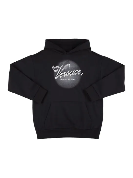 Versace   Printed logo cotton hoodie 