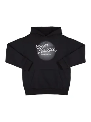 Versace   Printed logo cotton hoodie 