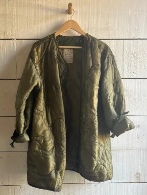 Vintage Army Quilted Liner Long Coat - XS