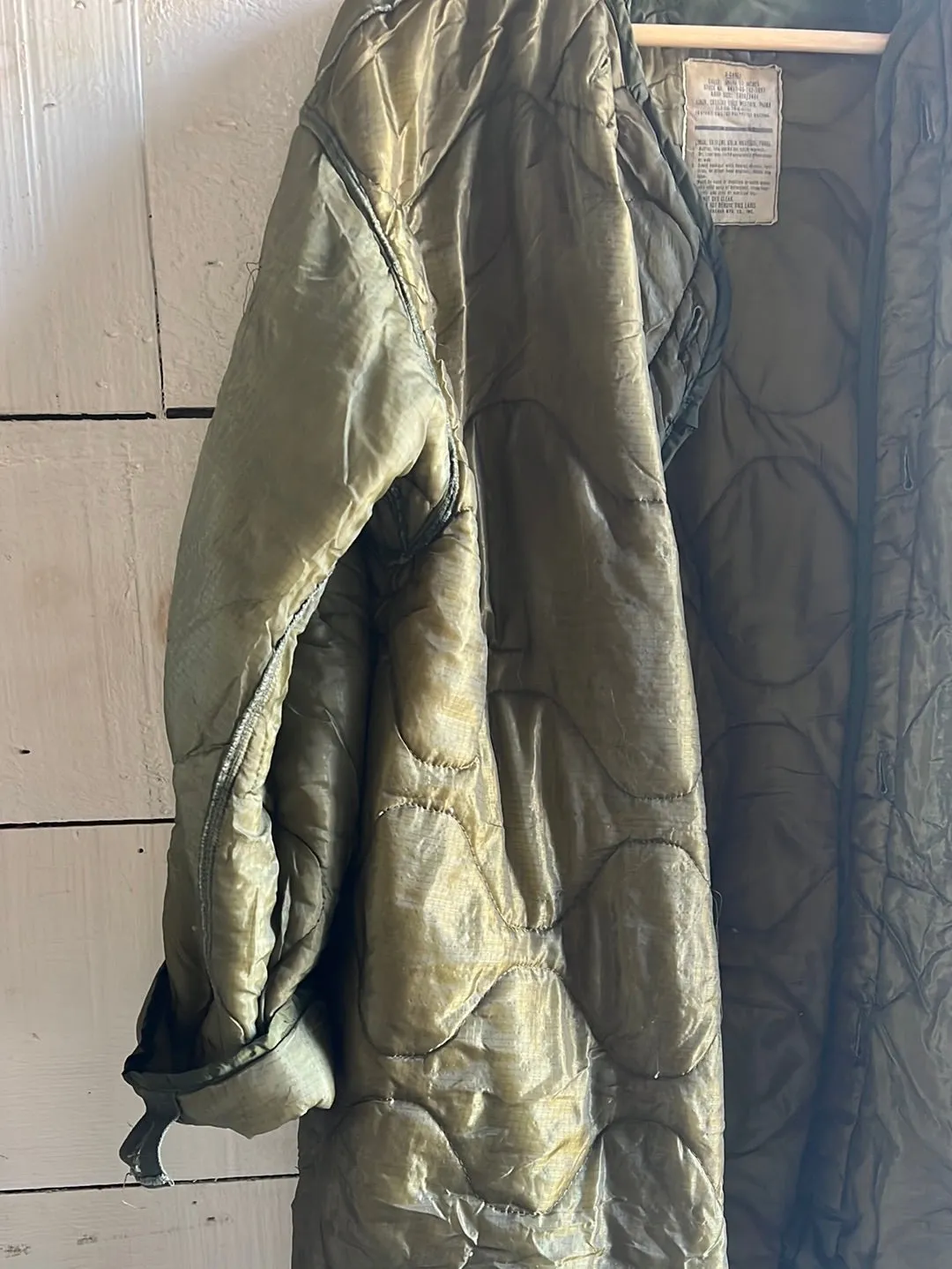 Vintage Army Quilted Liner Long Coat - XS