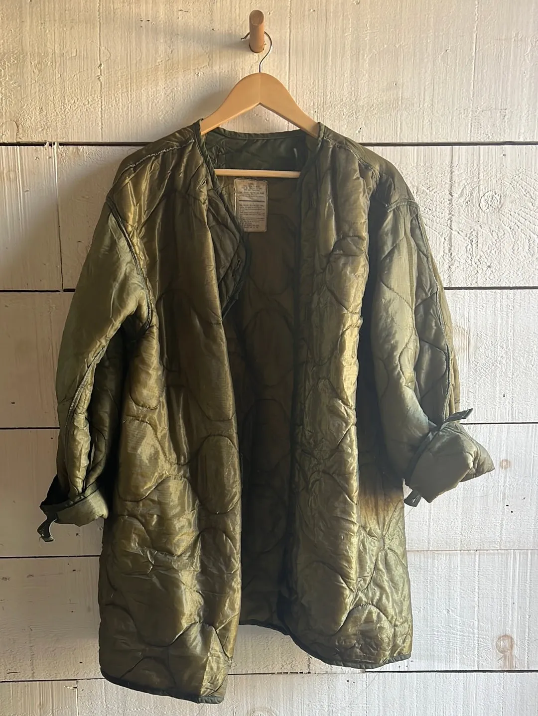 Vintage Army Quilted Liner Long Coat - XS