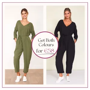 Viv Jumpsuit Khaki & Black for only €58.00