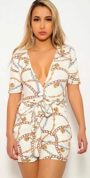 White Chain Romper