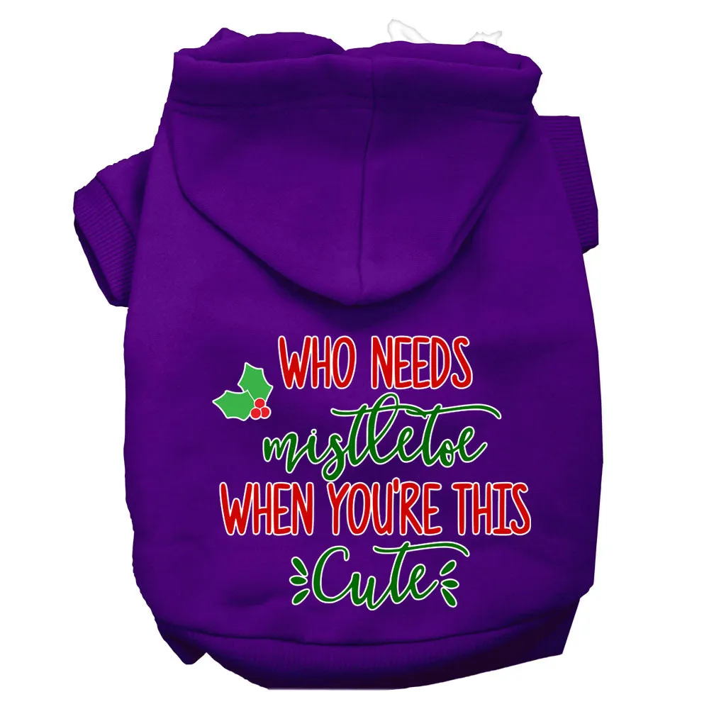 Who Needs Mistletoe Screen Print Dog Hoodie Purple S