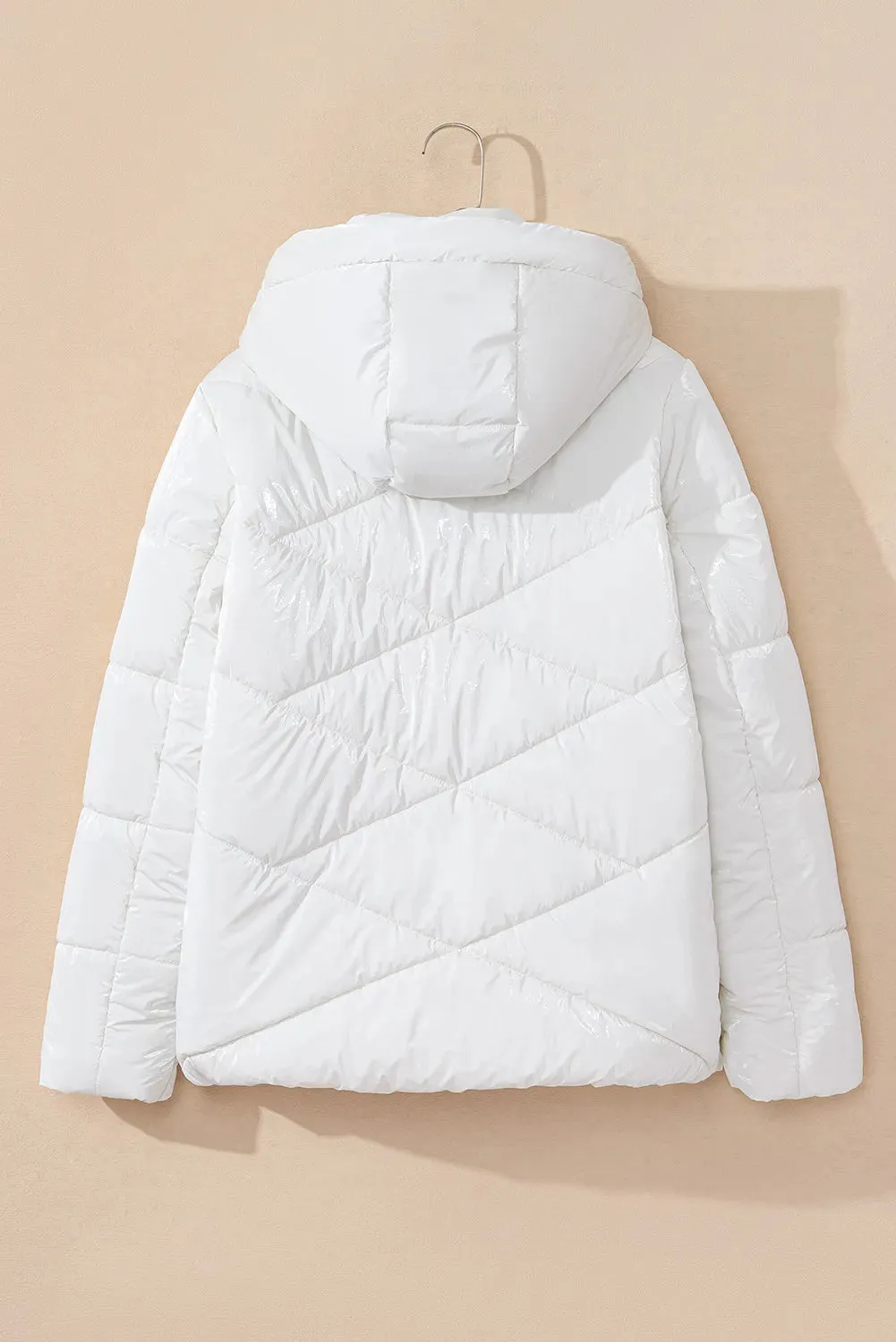 Women's Drawstring Zip Up Long Sleeve Hooded Winter Coat