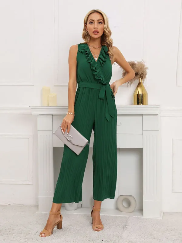 Women's Ruffle Rim Tie Waist Jumpsuit