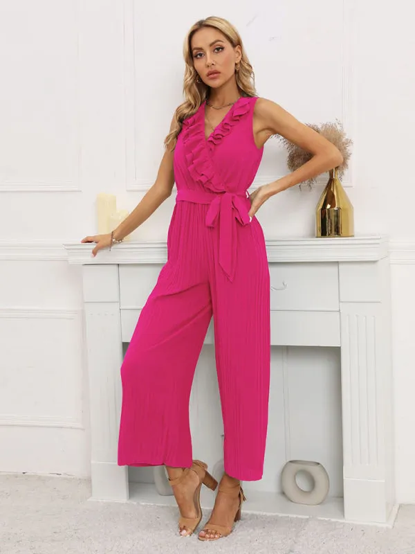 Women's Ruffle Rim Tie Waist Jumpsuit